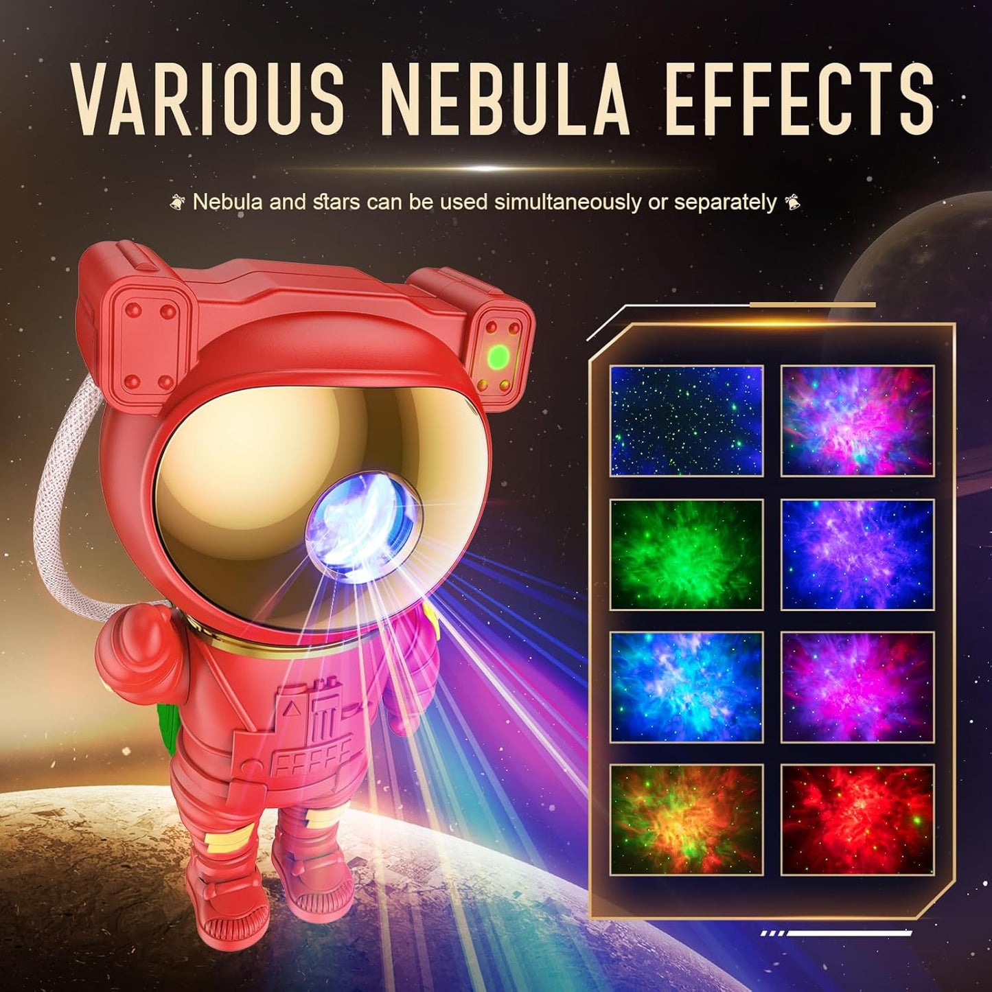 Mooyran Christmas Light Projector Indoor - Red Astronaut Galaxy Projector, Festive Holiday Decor, Romantic Lights for Bedroom, Unique with Remote & Timer