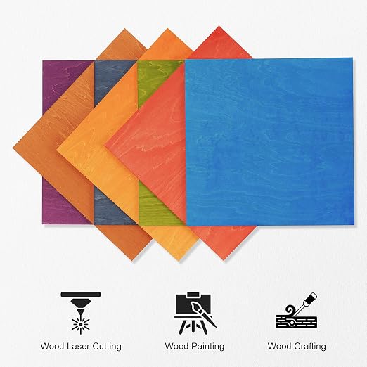 7 Pack Colored Plywood Sheets, 3mm Basswood
