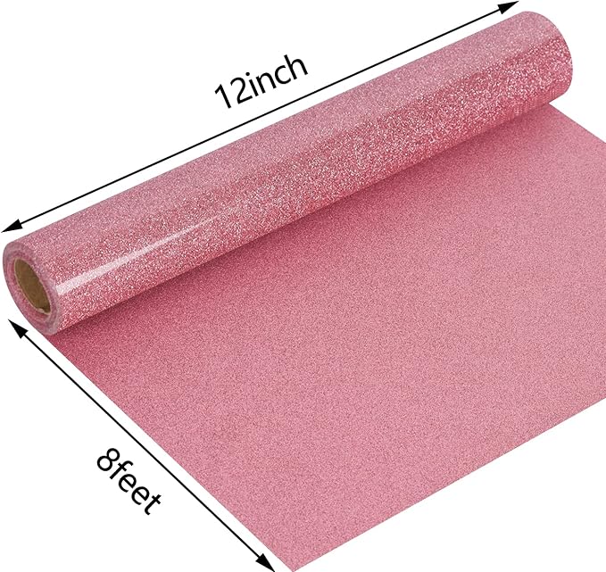 guangyintong Glitter Pink Heat Transfer Vinyl HTV Rolls, Glitter Pink HTV Vinyl