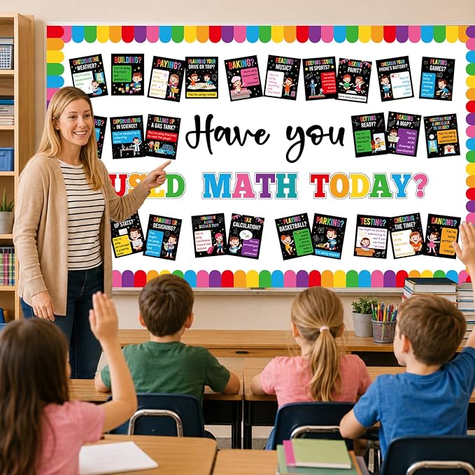 Math Theme Bulletin Board Set Colorful Mathematics Classroom Decoration Have