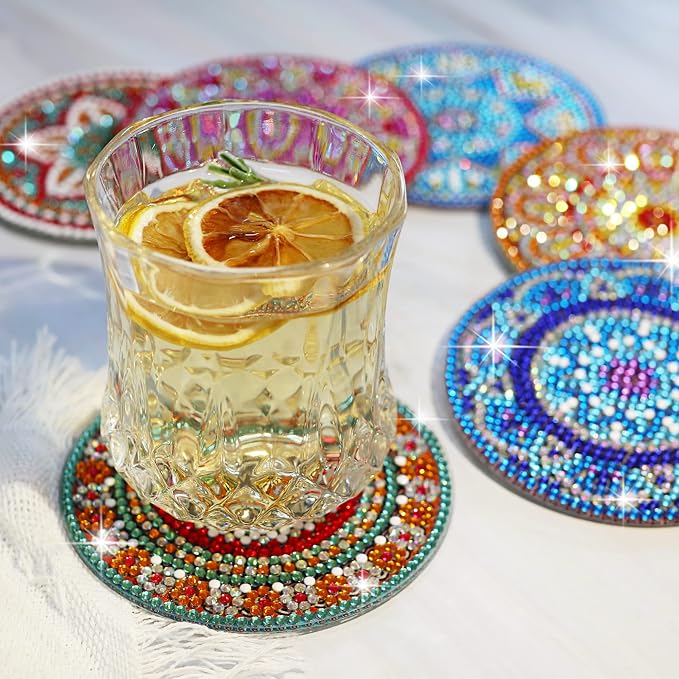 Temlum 6 Pcs Diamond Painting Coasters Kit, Mandala Diamond Art Coasters