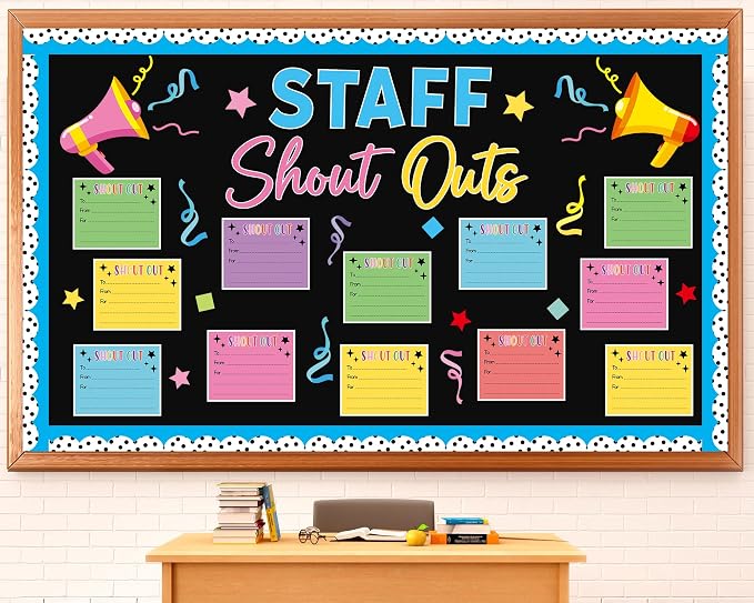Staff Shout Outs Bulletin Board Decorations Colorful Back to School Bulletin