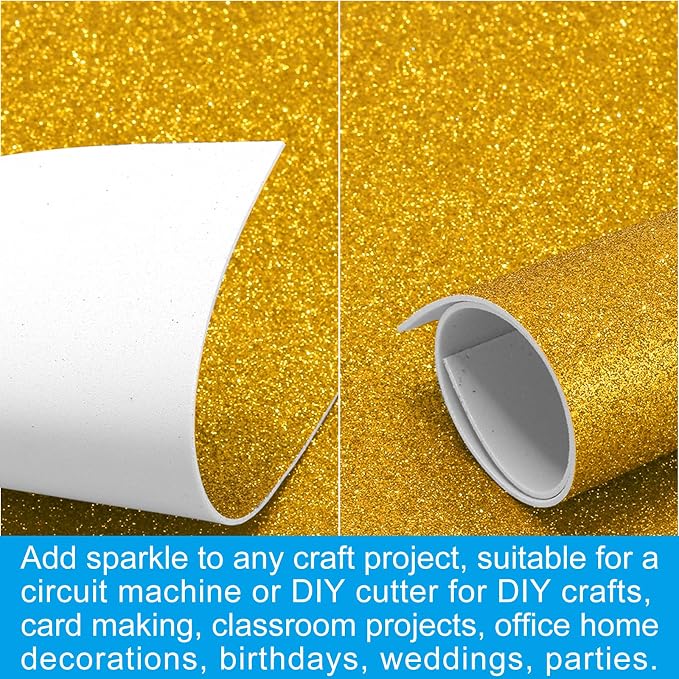 PATIKIL 30Sheets Yellow EVA Glitter Foam Sheet 11.8 x 7.9 Inch 2mm Thick