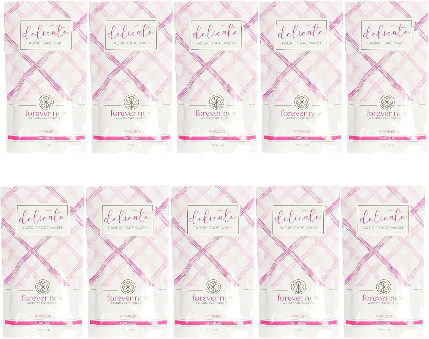 FOREVER NEW Granular Detergent Powder - Delicate Laundry Care Wash - Original Scented, 1 oz Travel Packets x10