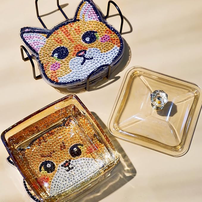 EWJRNSF 8 PCS Diamond Art Coasters Kit, Small Diamond Painting Coasters