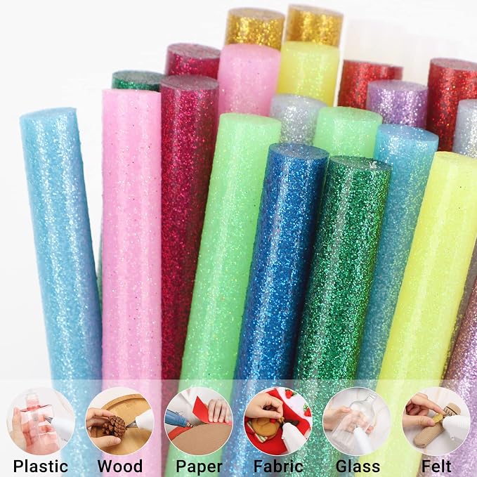 Manarty Glitter Color Hot Glue Sticks, Craft Adhesive Waxing Sticks Bulk