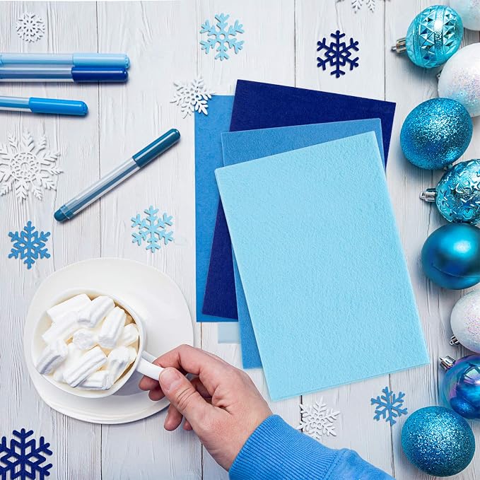Whaline 18 Pcs Felt Fabric Sheets Assorted Blue Craft Felt Pack