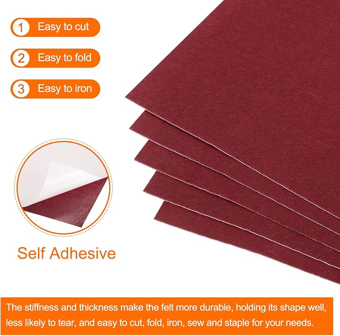 MECCANIXITY Adhesive Felt Sheets, Felt Fabric Crafts Back Adhesive Felt Sheets