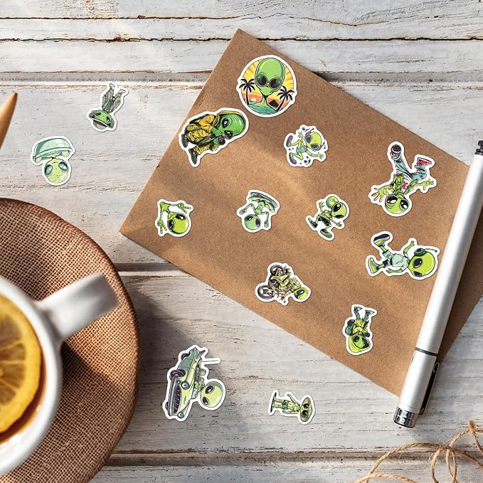 Funny Alien Lifestyle Stickers Pack 50Pcs Cool Vinyl Decals