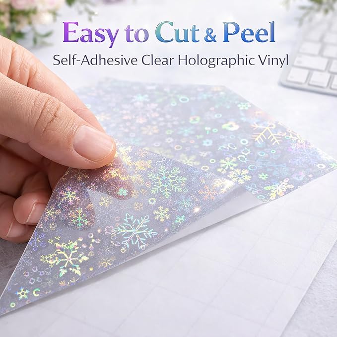 Bleidruck 25 Sheets Snowflake Holographic Clear Sticker Laminate Paper | A4