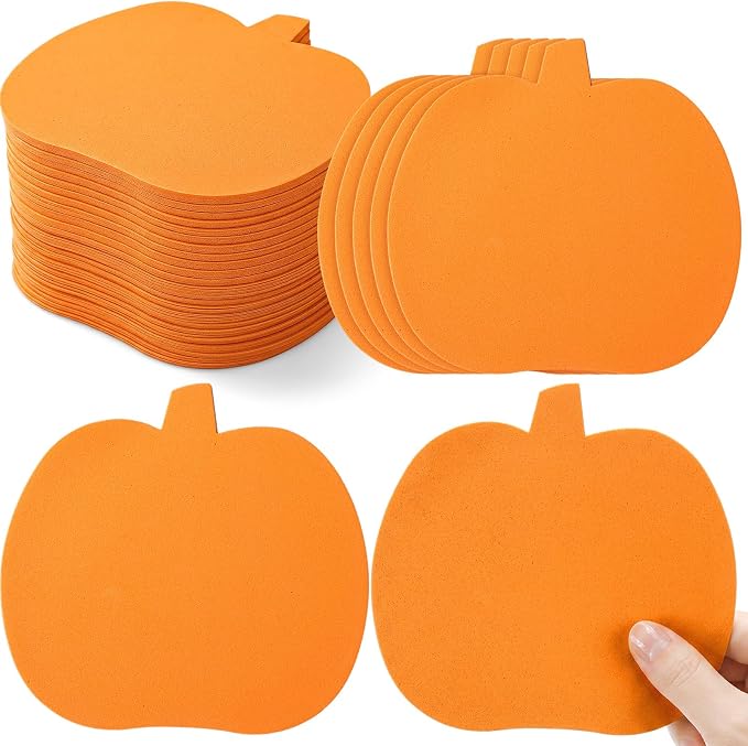 Ireer 48 Pcs Large Foam Pumpkin Cutouts 6 Inch Halloween Crafts Cutouts Fall