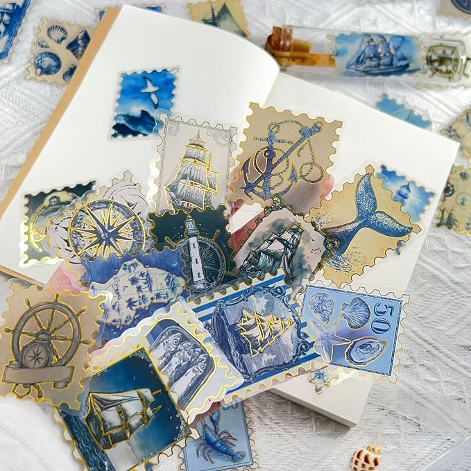 50Pcs Gold Stamps Stickers for Scrapbooking