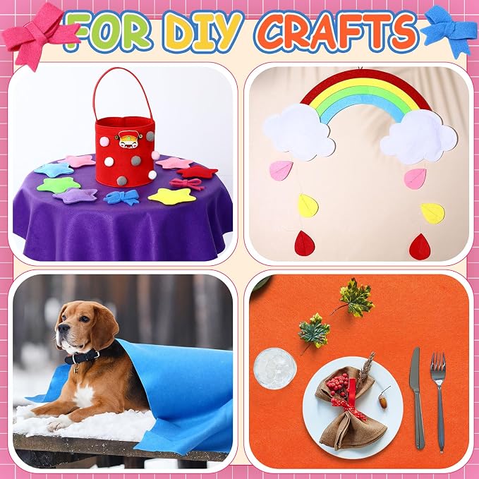 Peryiter 7 Rolls Felt Fabric 36" X 36" 1.6mm Large Fabric Sheets Soft Craft