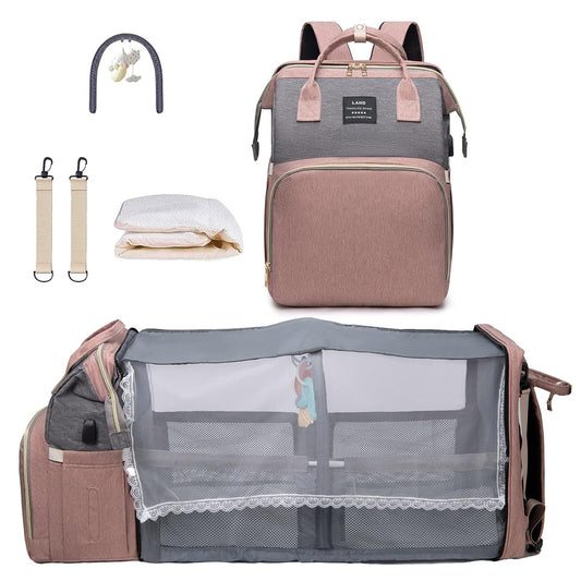 Diaper Bag with Changing Station,Diaper Bag Backpack,Girl Boy Diaper Bag,Large Capacity,900d Excellent Oxford(Ungrade Pink Grey)