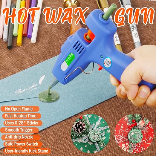 Wax Seal Kits, Flame Red Sealing Wax Sticks, HOSEALING Glue Gun and Wax Seal