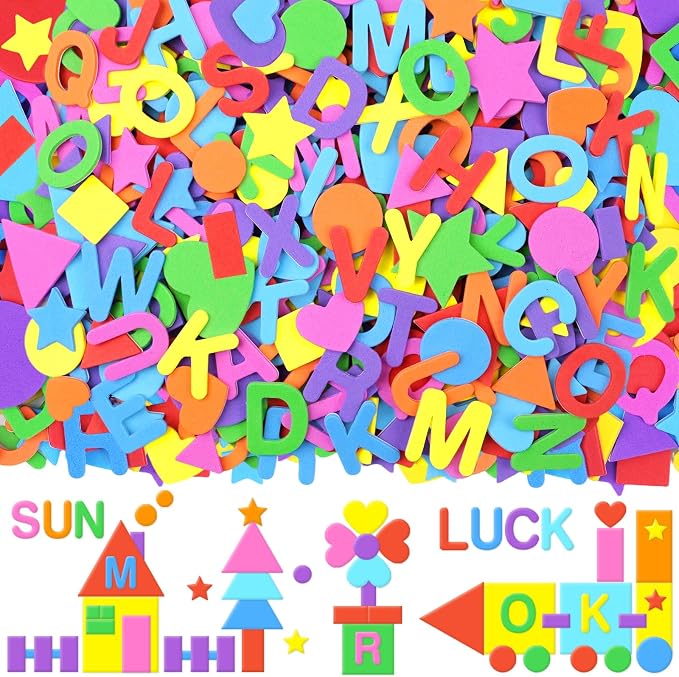 2976Pcs Foam Stickers, 8Colors Foam Shape Letter Stickers