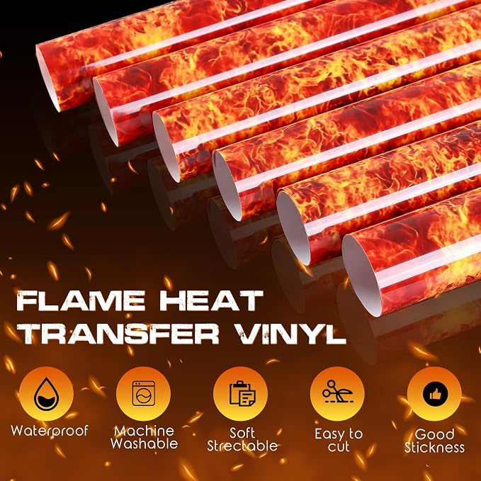 Tintnut Red Flame Heat Transfer Vinyl, stretch washable, compatible