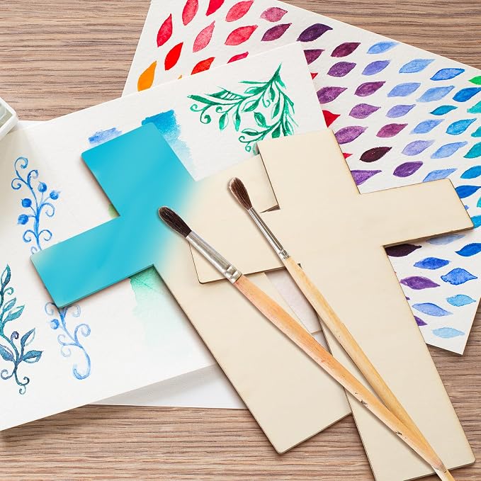 Anglechic 12 Pcs Wooden Cross Craft 12 Inch Wood Crosses
