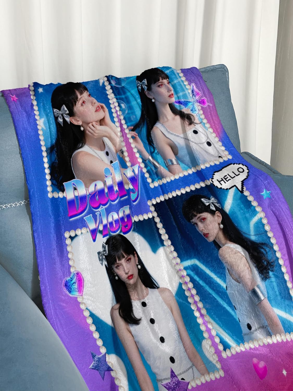 Personalized Photos Blanket Custom Blanket Thows with Picture Text Customizable Flannel Blankets for Birthday Gift Valentines Day Gifts