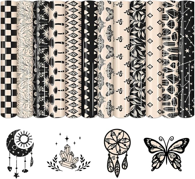 HTVSTD Mushroom HTV Heat Transfer Vinyl 12 Sheets 12×10in Iron on Vinyl | Black