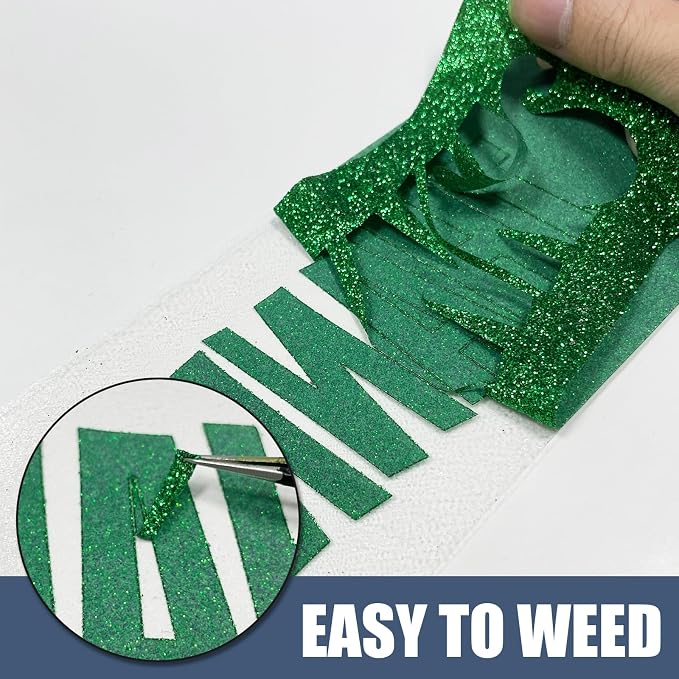 Green Glitter Heat Transfer Vinyl 12" x 8 ft HTV