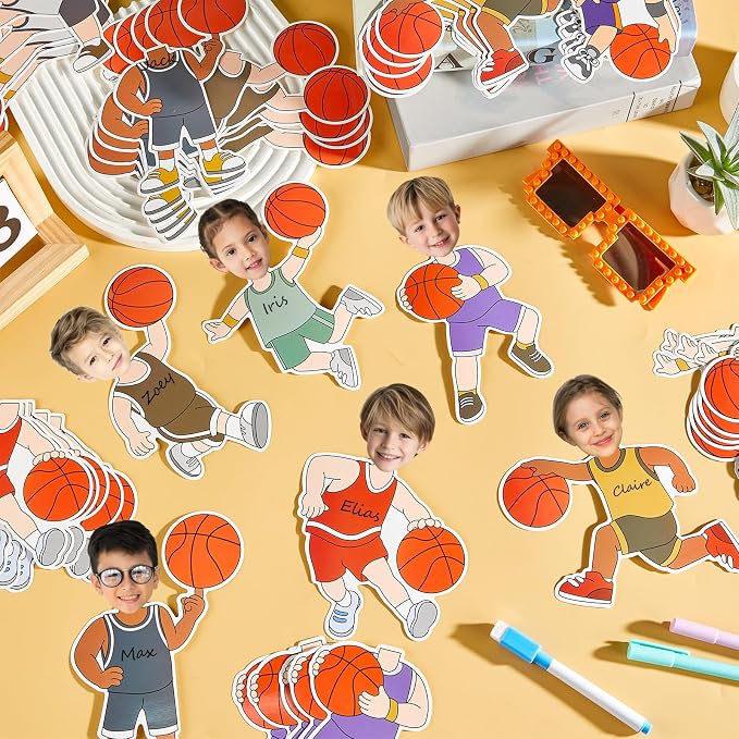 OBUSATT 60 Pcs Basketball Player Theme Cutouts Basketball Bulletin Board