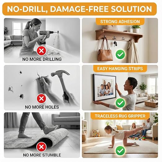Double Sided Tape Heavy Duty, Picture Hanging Adhesive Strips)