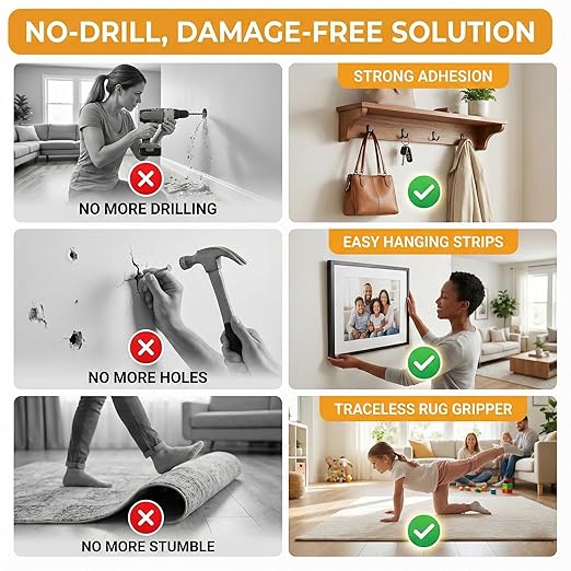 Double Sided Tape Heavy Duty, Picture Hanging Adhesive Strips)