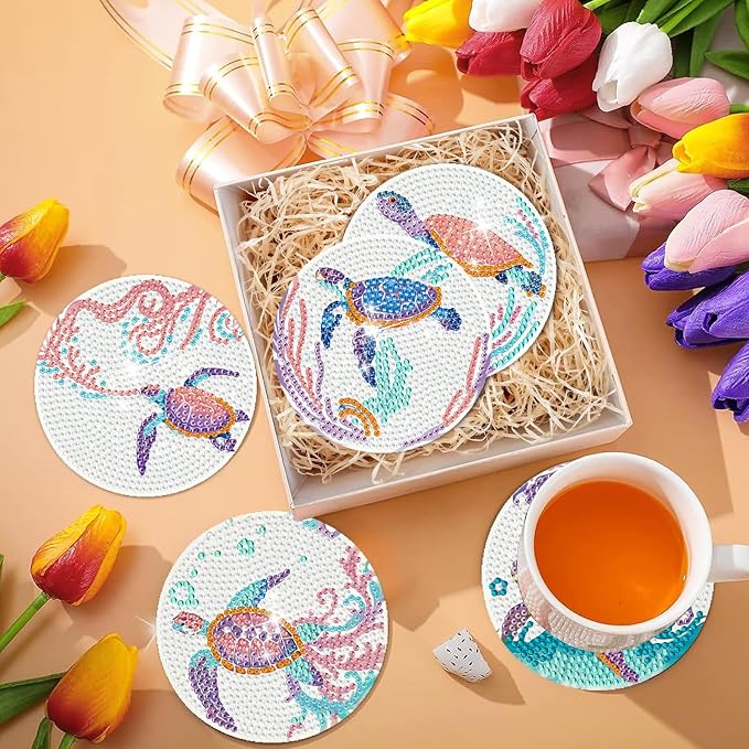 EWJRNSF 10 PCS Diamond Art Coasters Kit, Small Diamond Painting Coasters