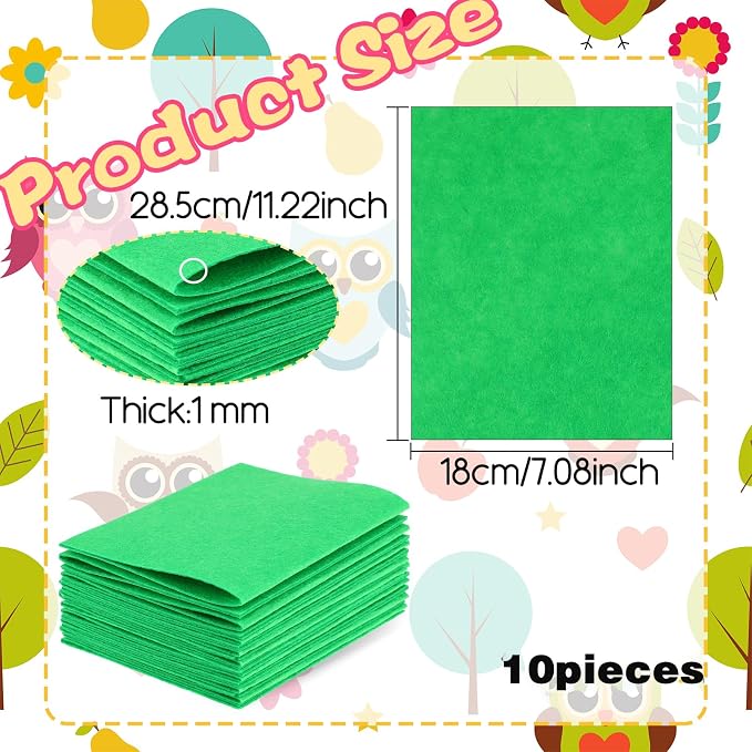 10Pcs Felt Sheets Fabric, 1mm | Polyester,