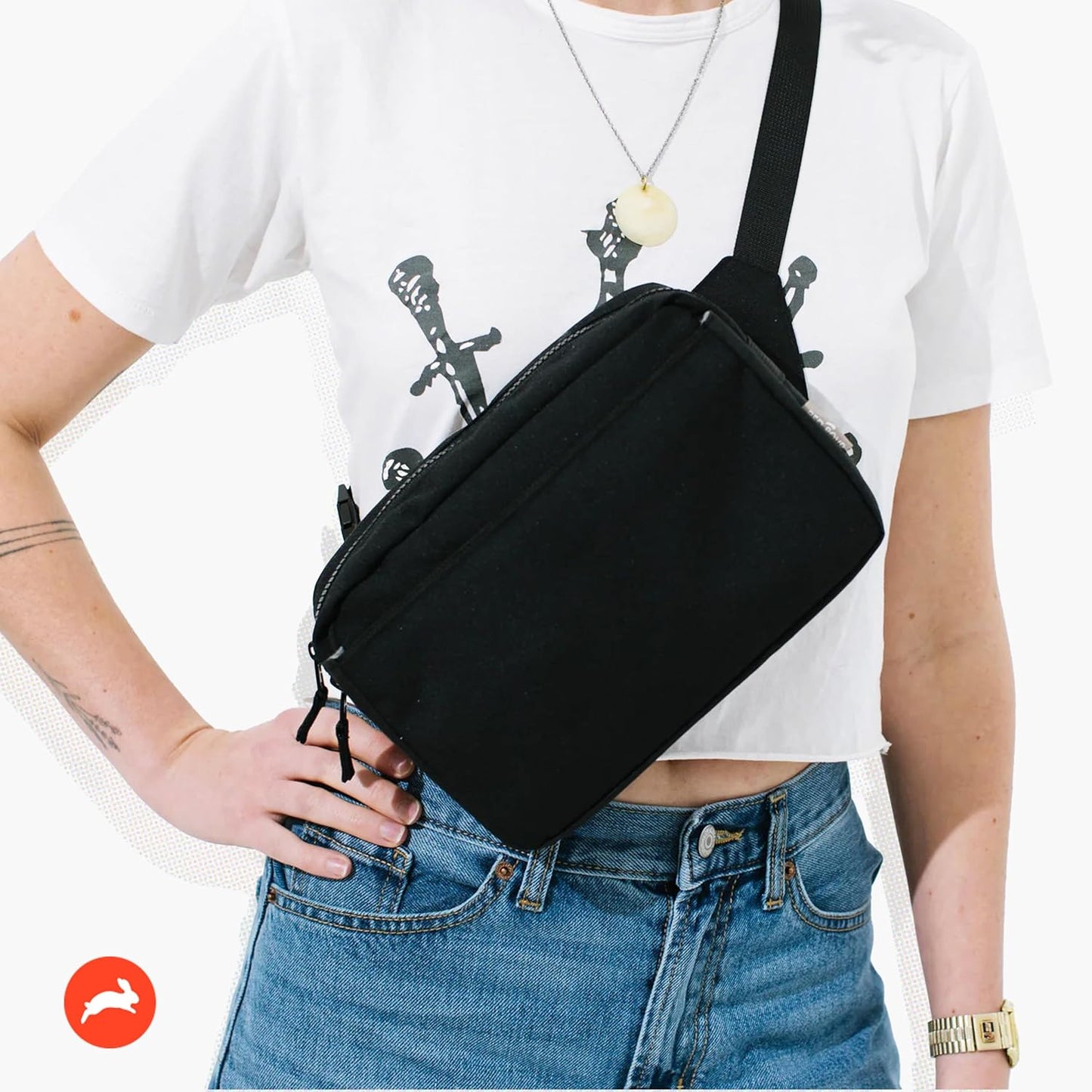 Red Rovr Everyday Joey Belt Bag | Organization & Zipper pockets |Adjustable Strap for All Ages (Black)