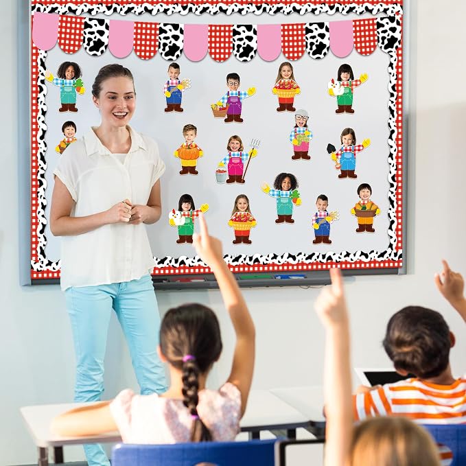 gisgfim 80Pcs Farm Animal Farmer Cutouts Back to School Decorations Bulletin