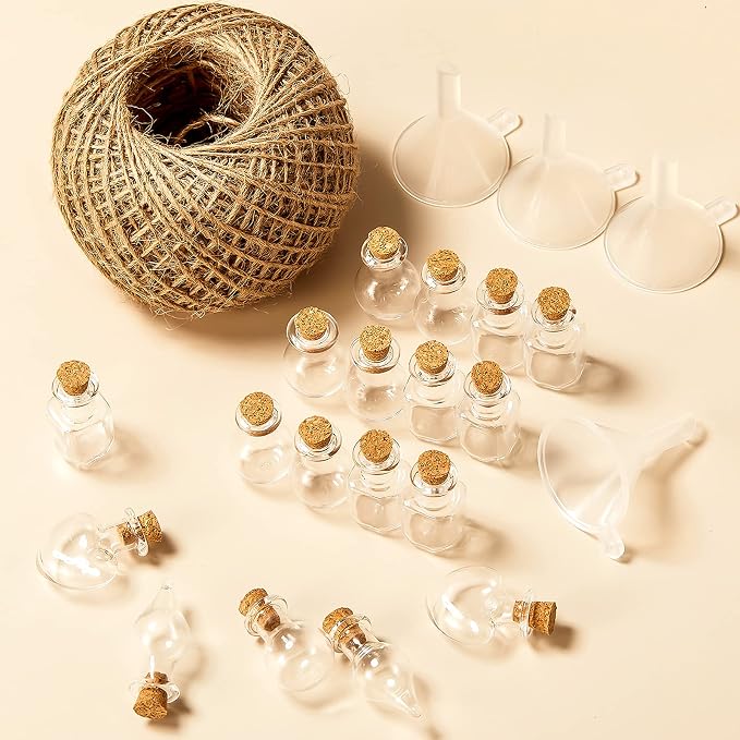 Geiserailie 50 Pieces Small Tiny Glass Spell Jars Bottle
