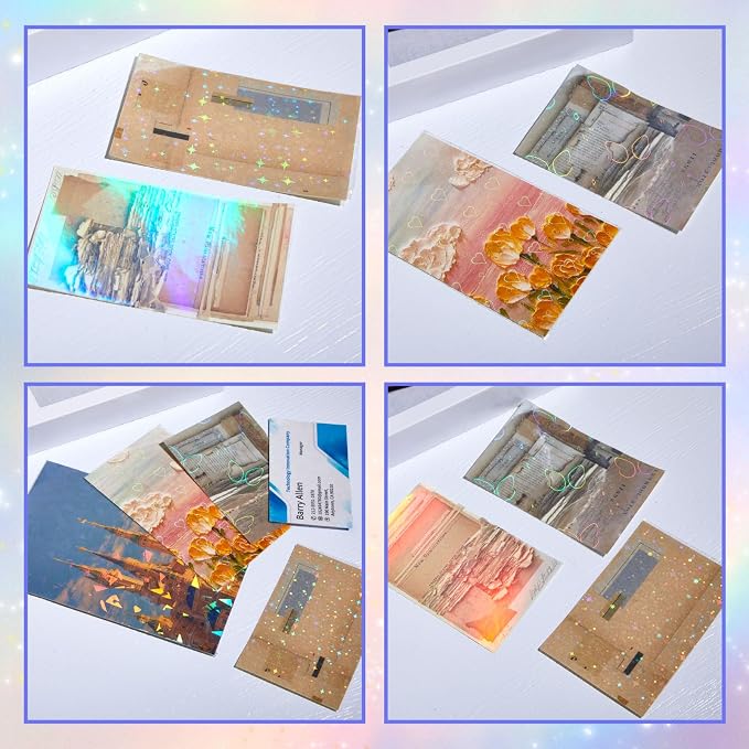 Nezyo 60 Sheet Holographic Laminate Sheet Clear Glitter A4 Size Vinyl Sticker