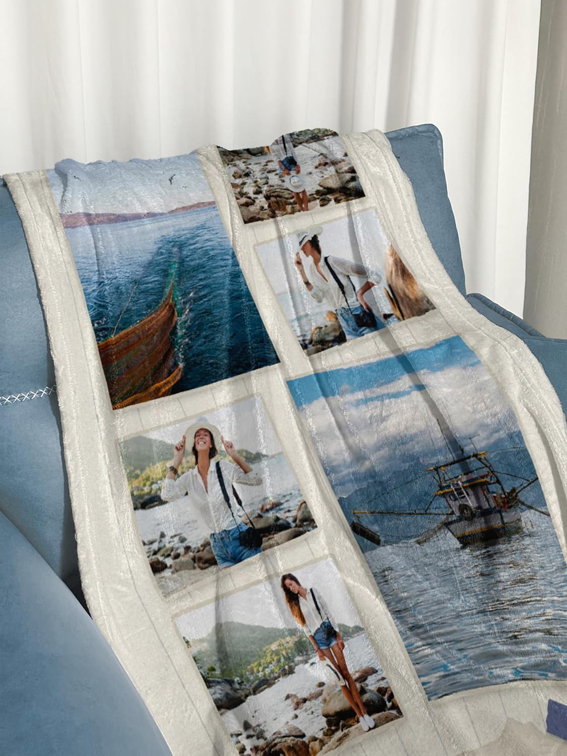 Personalized Photos Blanket Custom Flannel Blanket with Picture Text Customizable Blankets for Birthday Gift