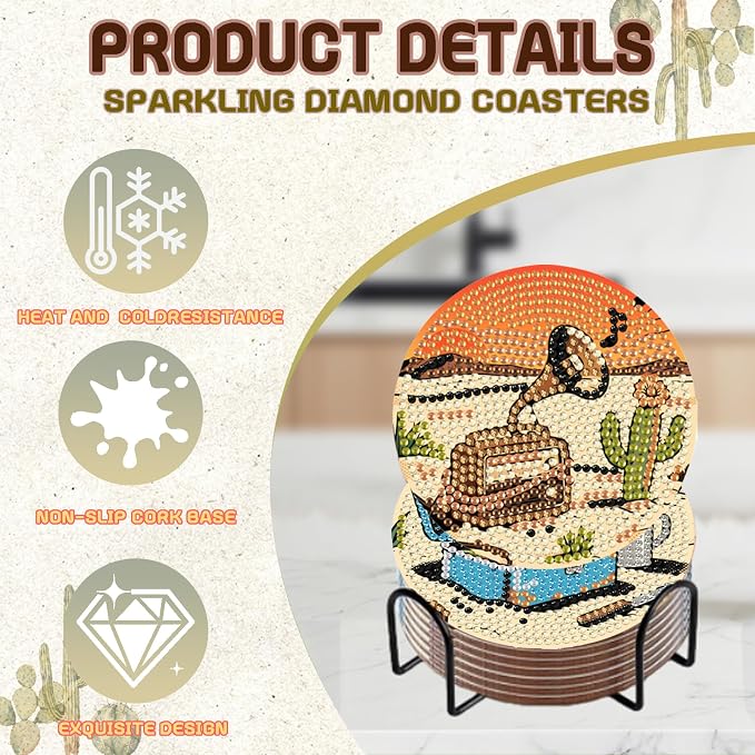 DOZEEZOP 8-Pack Diamond Art Coaster Kit