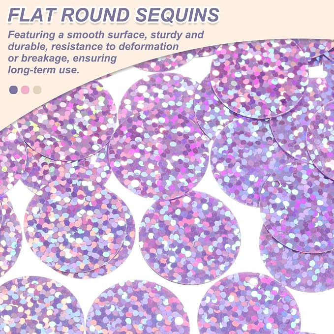 MECCANIXITY 700 Pcs Flat Round Sequins 15mm/0.6 Inch Loose Paillettes Craft