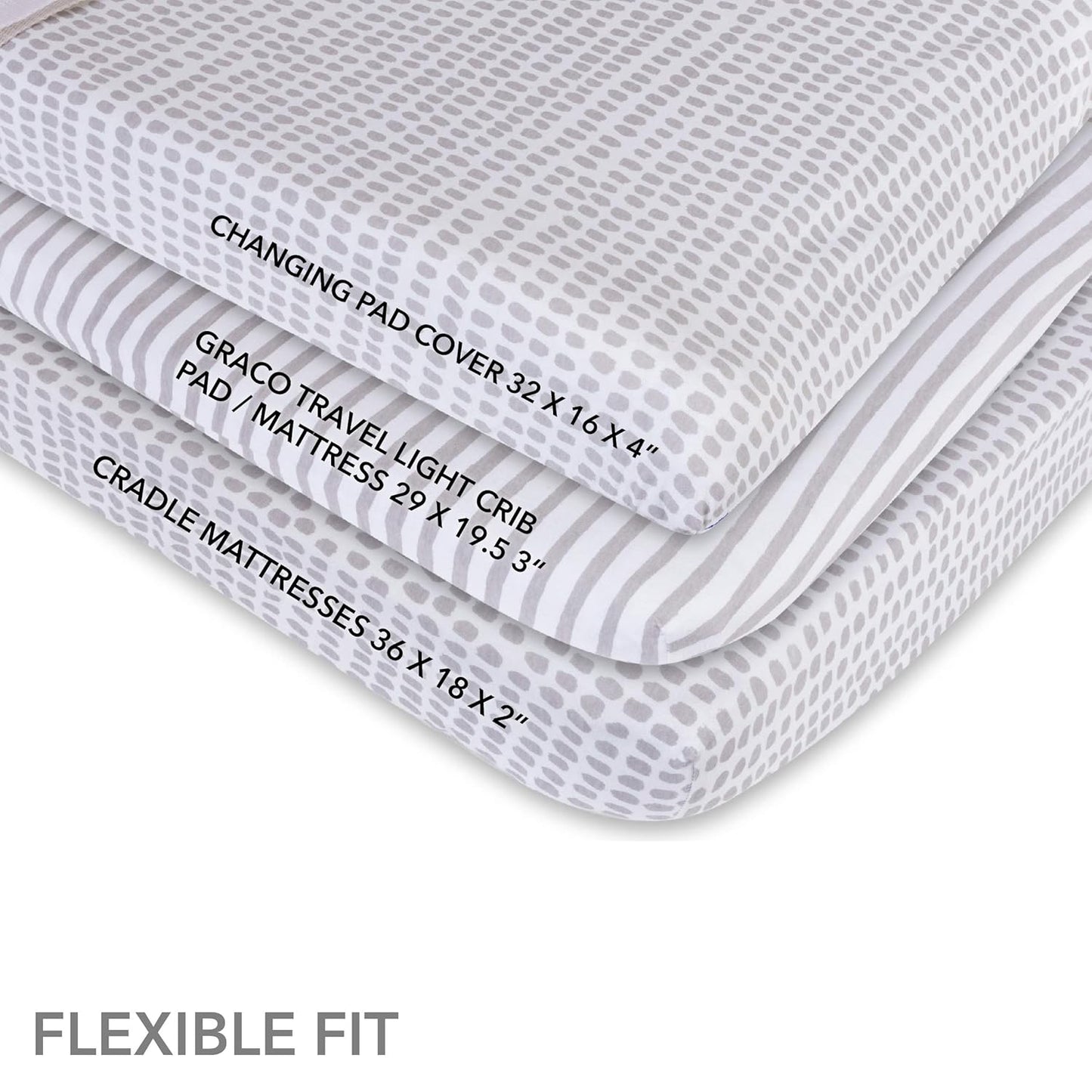 Ely's & Co. Waterproof Changing Pad Covers | Cradles Sheets 2 Pack - 100% Jersey Cotton with Waterproof Liner - Neutral Taupe Grey for Baby Girls and Boys, Newborn Essentials