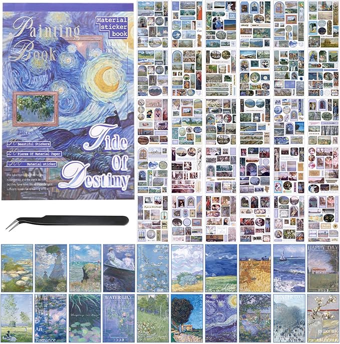 Vintage Scrapbook Stickers, 50 Sheets Aesthetic Oil Painting Sticker Book