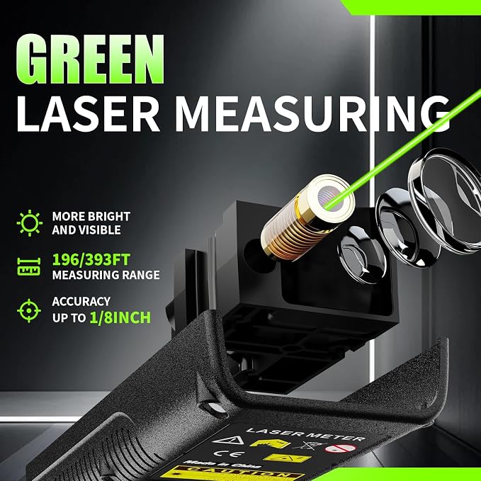 Mini Green Laser Distance Meter 262Ft – Rechargeable Digital Measuring Tool