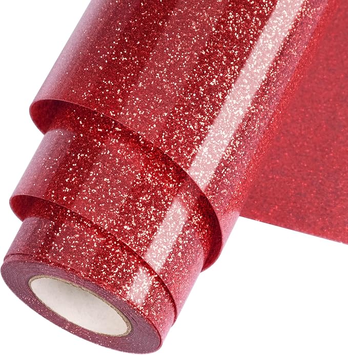 Red Glitter HTV Heat Transfer Vinyl Roll 12inch x 20 ft