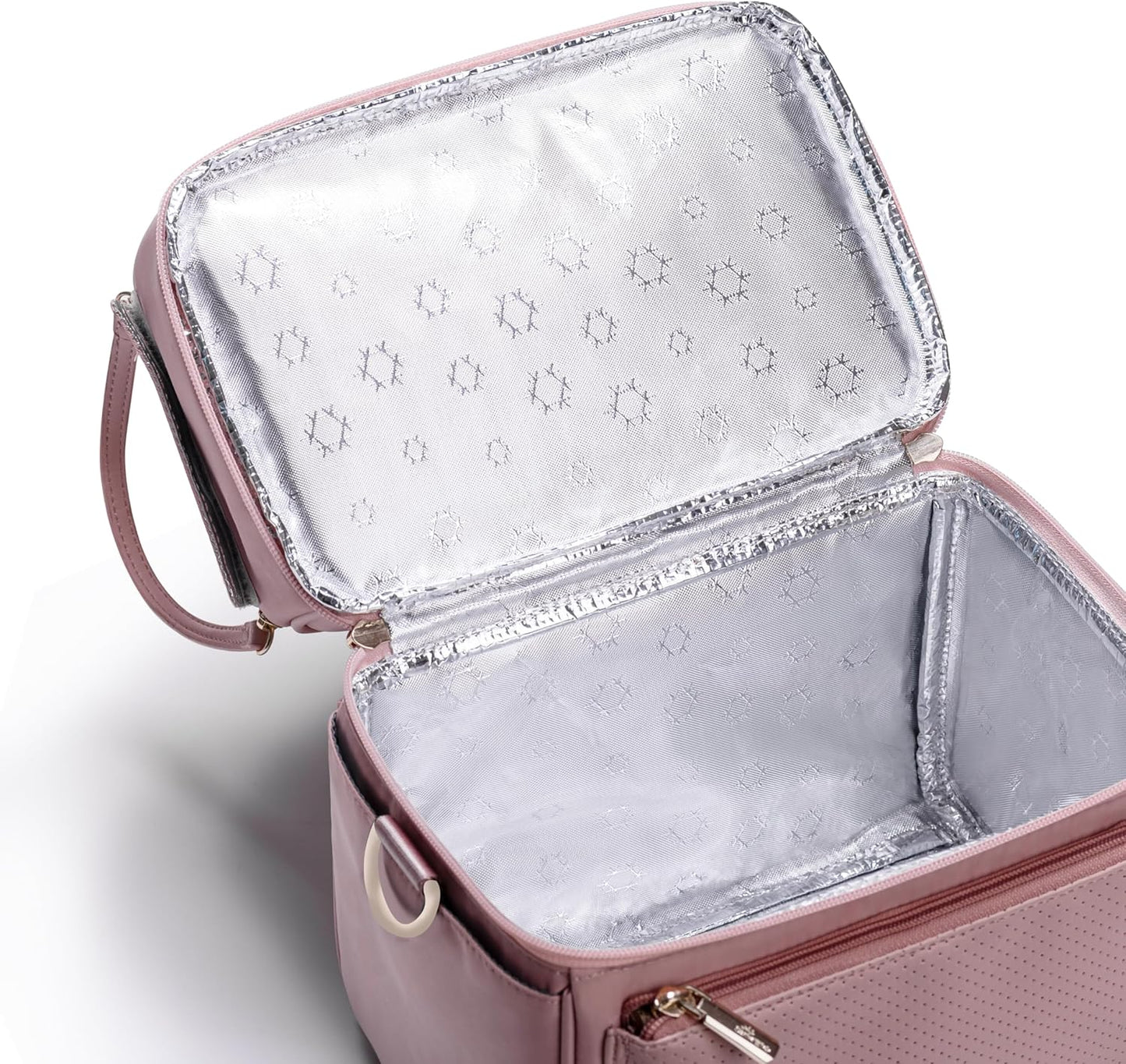 Sunveno Breastmilk Cooler Bag Set with 2 Ice Packs & Detachable Insulation Box, 15-Hour Cold Retention Foil-Lined Leak-Proof Tote Fits 3 Baby Bottles for On-The-Go Pumping Moms, Daycare & Travel,Pink