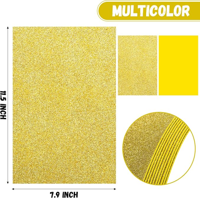 10 Pack Glitter Foam Sheets Craft 8 x 12 inch | Sparkles Foam Paper