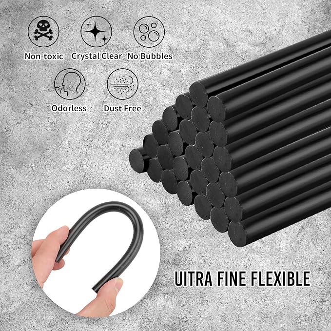 32 Pcs Dent Repair Glue Sticks, 0.43” Dia x 8” Long Black Hot Glue Sticks