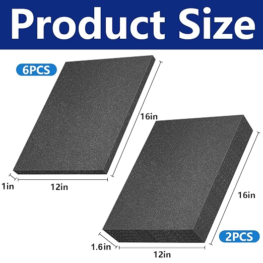 DECOHS 8 Pcs Polyurethane Foam Sheets- 2 Sizes Cuttable Foam Inserts