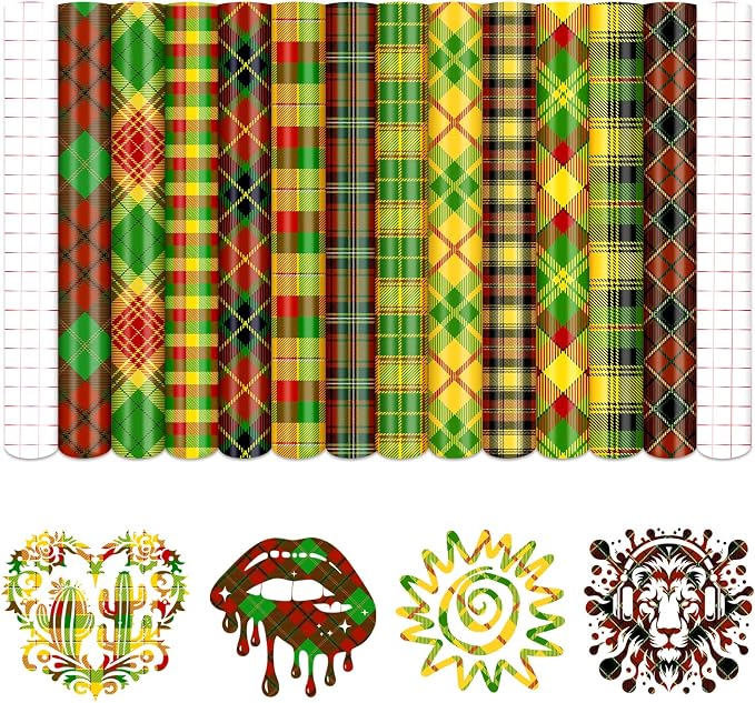 Tintnut African Plaid Permanent Vinyl, waterproof, easy peel & stick, works