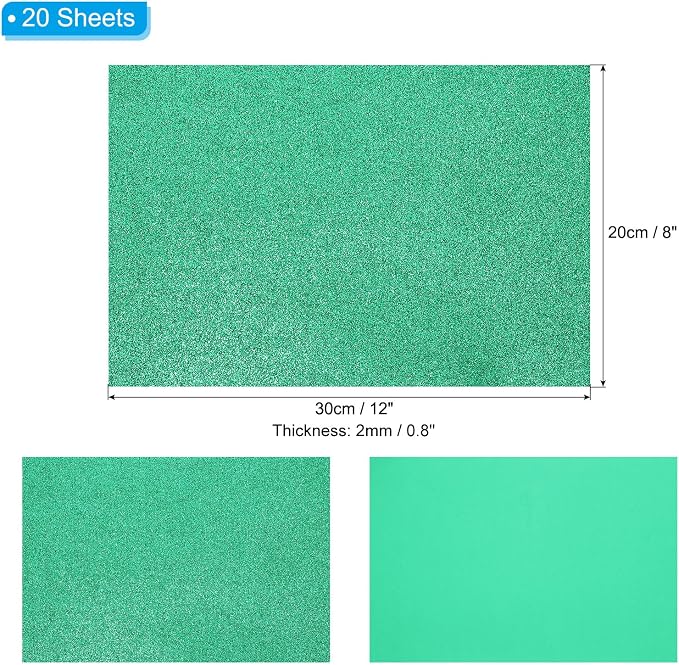 PATIKIL Dark Green Shiny EVA Glitter Foam Sheet 11 x 8 Inch 2mm Thick Sparkle