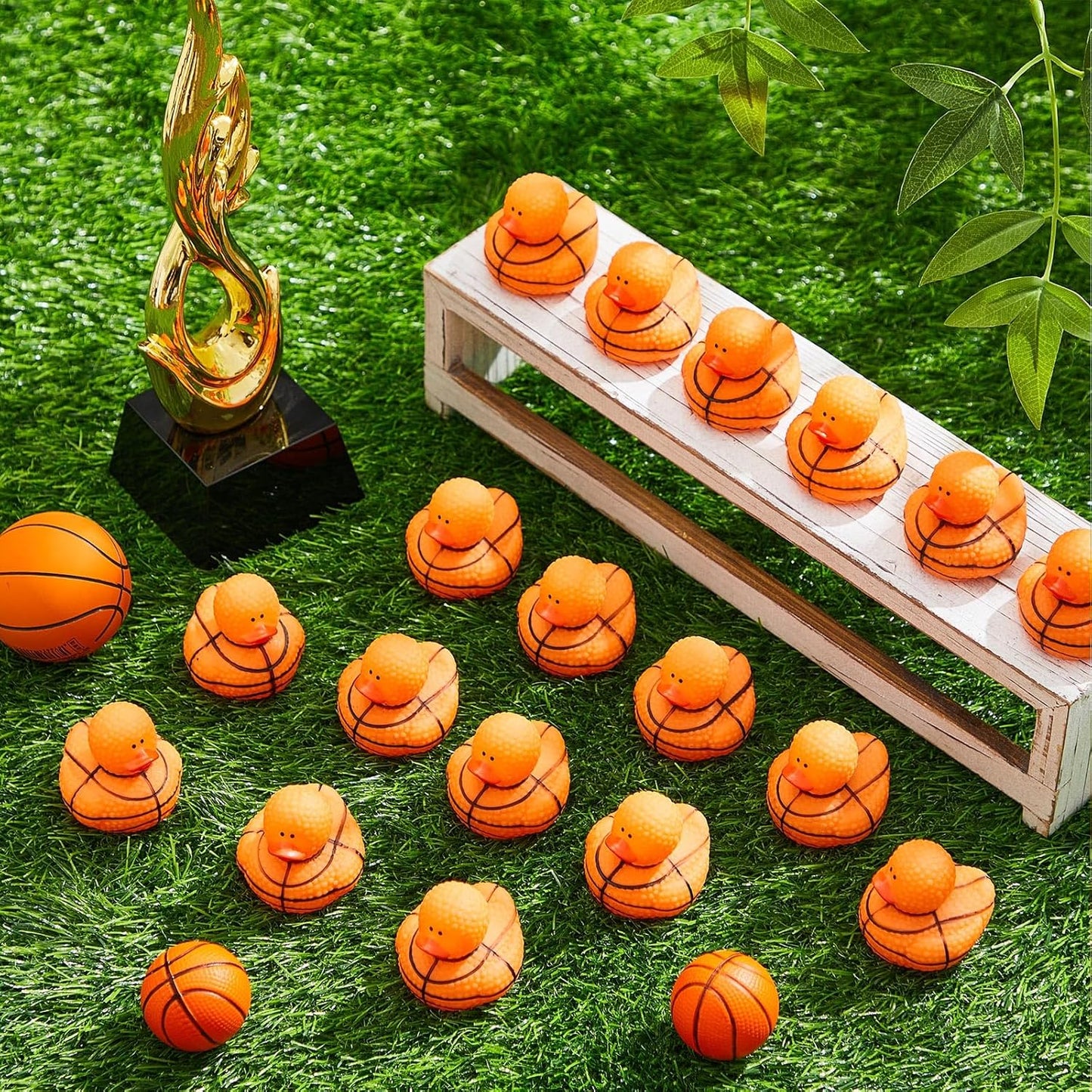 Deekin 24 Pcs Rubber Duck 2 Inch Bulk Sport Party Favors for Birthday Party Decorations Club Player Gift (Basketball)