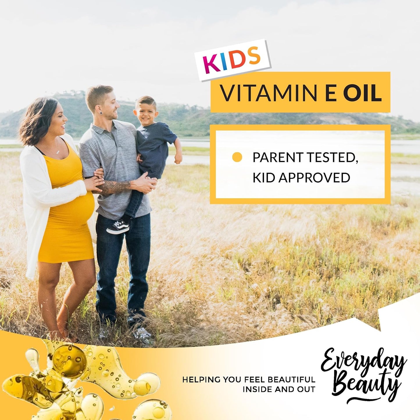 Organic Vitamin E Oil - Nourishing Baby Massage Oil for Moisturizing Dry Skin - Fragrance Free & All Natural Plant Based, Lightweight Gentle Blend - 2.02 fl oz Glass Bottle With Glass Dropper