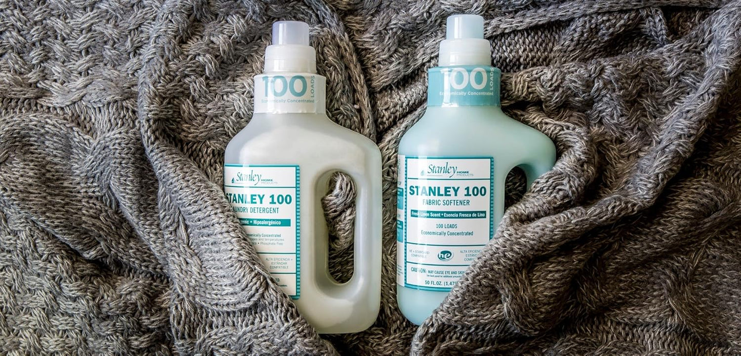 Stanley Home Products 100 Laundry Detergent - Fragrance & Dye Free Cloth Cleaning Product - Unscented, Skin & Color Safe Fabric Cleaner For Washing Infant/Baby Clothes, Sheets & Delicate Cloth